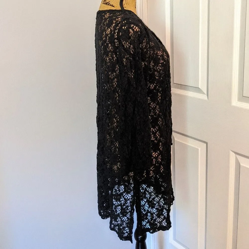 Black lace swim coverup